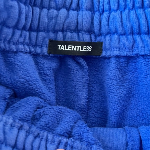 NWOT Talentless Blue Cotton w/Multicolor Lettering Pocketed Sweatpants - Picture 5 of 8